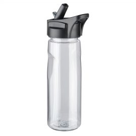 The Catalogue Sports Bottle is a BPA free, transparent sports bottle. Rubberised mouth piece with straw that flips up.