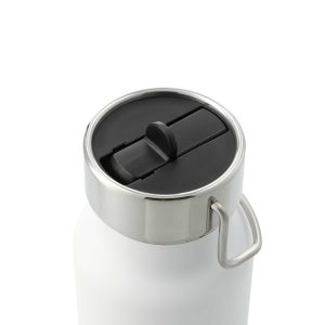 The Catalogue Thor Copper Vacuum Bottle with Straw is a double walled, stainless steel bottle. Screw on lid, straw and hand loop.