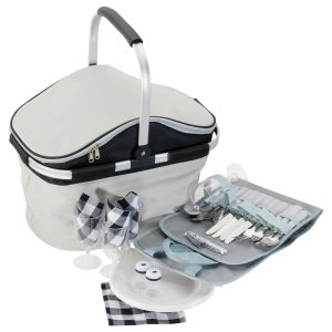 4247-picnic-carry-bag-lifestyle The Catalogue Picnic Carry Bag is a woven polyester picnic bag. Includes cutlery, plates, glassware and more.