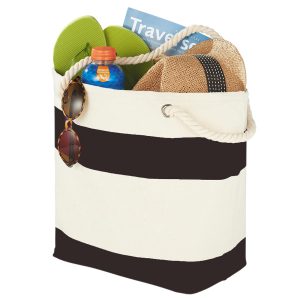 The Catalogue Capri Stripes Cotton Shopper Tote is a striped, cotton tote bag. Rope handles. Available in 3 colours.