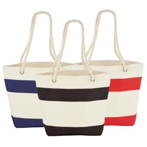 The Catalogue Capri Stripes Cotton Shopper Tote is a striped, cotton tote bag. Rope handles. Available in 3 colours.