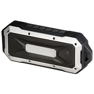The Catalogue Boulder Waterproof Outdoor Bluetooth Speaker is a plastic and rubber portable speaker. Perfect for outdoor events.