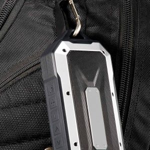 The Catalogue Boulder Waterproof Outdoor Bluetooth Speaker is a plastic and rubber portable speaker. Perfect for outdoor events.