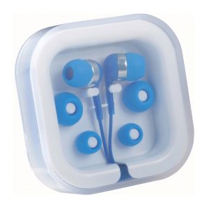 The Catalogue Earbuds in Case Organiser is a plastic case containing earbuds and 3 sets of ear-tips. Available in 2 colours.