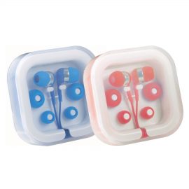 The Catalogue Earbuds in Case Organiser is a plastic case containing earbuds and 3 sets of ear-tips. Available in 2 colours.