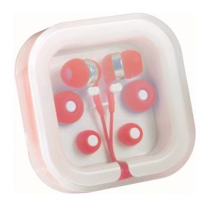 The Catalogue Earbuds in Case Organiser is a plastic case containing earbuds and 3 sets of ear-tips. Available in 2 colours.