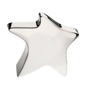 The Catalogue Star Shaped Desk Clock is a simple clock, in a star shaped metal holder. Available in Nickel finish.