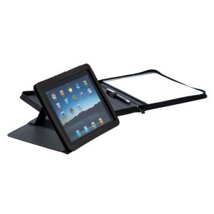 The Catalogue Pedova iPad Stand Padfolio is a folder to hold your writing pad, iPad/tablet and more. iPad/tablet easel stand included.