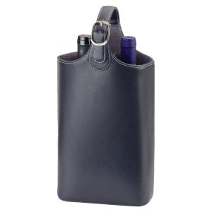 The Catalogue Bonded Leather Wine Carrier is a two bottle carrier with suede interior. Carry handle for easy transportation.