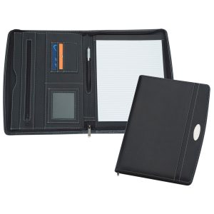 The Catalogue A4 Zippered Compendium is a Koskin leather-look compendium with zippered closure. Multiple pockets and holders.