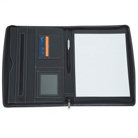 The Catalogue A4 Zippered Compendium is a Koskin leather-look compendium with zippered closure. Multiple pockets and holders.