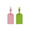 The Catalogue Coloured Luggage Tags is a split leather luggage tag with adjustable tie. Available in Green and Pink.