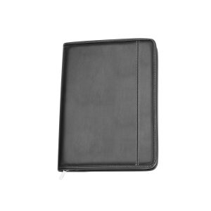 The Catalogue Zippered A4 Compendium is an imitation leather compendium with zippered closure. Multiple pockets and holders.