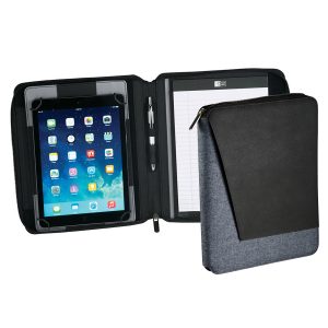 CL1002-case-logic-berkeley-tech-padfolio-combined The Catalogue Case Logic Berkeley Tech Padfolio is an Ultrahyde/polyester folder. Brackets to hold your iPad/tablet. Writing pad included.