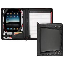 The Catalogue Elleven Large Zippered Padfolio is a Nylon and Polyester, zippered folder with pockets and holders. Writing pad included.
