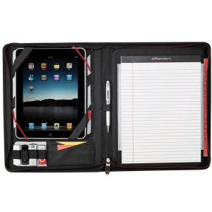 The Catalogue Elleven Large Zippered Padfolio is a Nylon and Polyester, zippered folder with pockets and holders. Writing pad included.