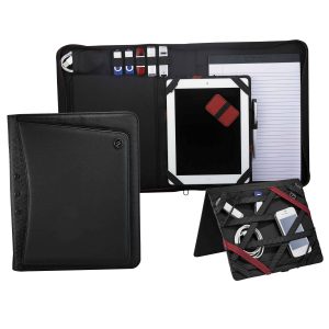 EL017-elleven-vapor-zippered-padfolio-combined The Catalogue Elleven Vapor Zippered Padfolio is a textured ultrahyde, zippered business folder. Multiple holders.