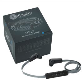 The Catalogue ifidelity Blurr Bluetooth Earbuds are wireless earbuds with built-in mic, volume control and charging cable. Black.