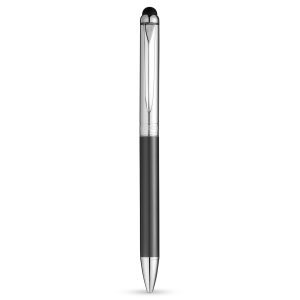The Catalogue Luxe Vincenzo Pen Set is a metal, roller ball pen with removable cap. Rubberised stylus end. Black ink.