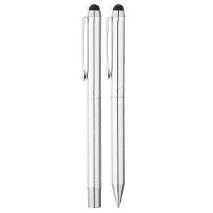 The Catalogue Luxe Brighton Stylus Pen Set is a set of 2 aluminium, twist action pens. One roller ball and one ballpoint.