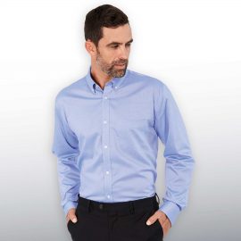 The Catalogue Barkers Clifton Shirt – Mens is a 95% cotton shirt. Tapered fit. Available in French Blue. Sizes S - 3XL, 5XL.