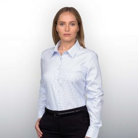 The Catalogue Barkers Lyndhurst Check Shirt – Womens is a 100% cotton shirt. Tapered fit. Available in White/Blue. Sizes 8 - 20.