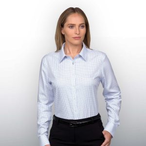 The Catalogue Barkers Lyndhurst Check Shirt – Womens is a 100% cotton shirt. Tapered fit. Available in White/Blue. Sizes 8 - 20.