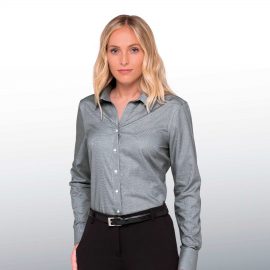 The Catalogue Barkers Norfolk Shirt – Womens is a 100% cotton shirt. Tapered fit. Available in Grey. Sizes 8 - 20.