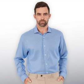 The Catalogue Barkers Quadrant Shirt – Mens is a 100% cotton shirt. Tapered fit. Available in Cobalt Blue. Sizes S - 3XL, 5XL.