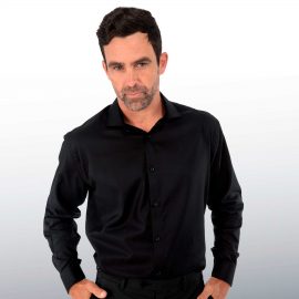 The Catalogue Barkers Tyler Shirt – Mens is a 100% cotton shirt. Tapered fit. Available in Black. Sizes S - 3XL, 5XL.
