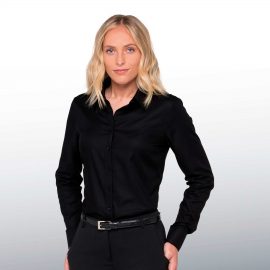 The Catalogue Barkers Tyler Shirt – Womens is a 100% cotton shirt. Tapered fit. Available in Black. Sizes 8 - 20.