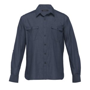 The Catalogue The Grange Shirt – Mens is a 65% polyester/35% cotton shirt. Tapered fit. Available in Indigo. Sizes S - 3XL, 5XL.