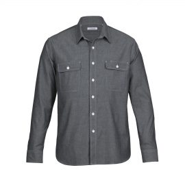 The Catalogue The Montreal Chambray Shirt – Mens is a 100% cotton chambray shirt. Tapered fit. Available in Charcoal. Sizes S - 3XL, 5XL.