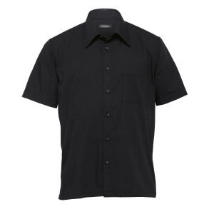 The Catalogue The Republic Short Sleeve Shirt – Mens is a 65% polyester/35% cotton shirt. Tapered fit. Black. Sizes S - 3XL, 5XL.