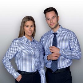 The Catalogue The Identity Check Shirt – Mens is 100% cotton shirt. Tapered fit. Available in French Blue/White. Sizes S - 3XL, 5XL.