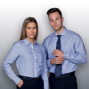 The Catalogue The Identity Check Shirt – Mens is 100% cotton shirt. Tapered fit. Available in French Blue/White. Sizes S - 3XL, 5XL.