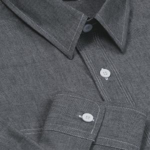 The Catalogue The Montreal Chambray Shirt – Mens is a 100% cotton chambray shirt. Tapered fit. Available in Charcoal. Sizes S - 3XL, 5XL.