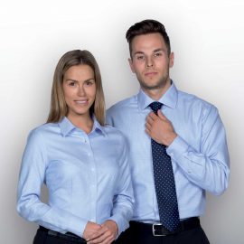 The Catalogue The Newport Shirt – Mens is a 100% cotton shirt. Tapered fit. Available in Blue/White. Sizes S - 3XL, 5XL.