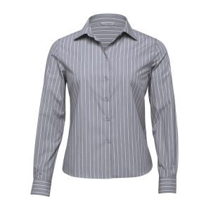 The Catalogue The Euro Corporate Stripe Shirt – Womens is a 65% polyester blend, striped shirt. Classic fit. 2 colours. Sizes 8 - 22.