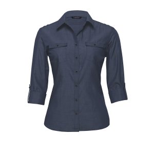 The Catalogue The Grange Shirt – Womens is a 65% polyester/35% cotton shirt. Tapered fit. Available in Indigo. Sizes 8 - 22.