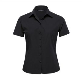 The Catalogue The Republic Short Sleeve Shirt – Womens is a 65% polyester/35% cotton shirt. Tapered fit. Available in Black. Sizes 8 - 22.