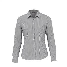 The Catalogue The Wynyard Stripe Shirt – Womens is a 62% polyester blend shirt. Tapered fit. Available in Black/White. Sizes 8 - 26.