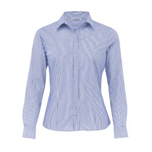 The Catalogue The Yale Stripe Shirt – Womens is 62% polyester shirt. Tapered fit. Available in Blue/White. Sizes 8 - 22.