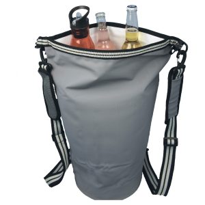 The Catalogue Trekk Waterproof Cooler Backpack is a PVC tarpaulin fabric cooler. Water resistant. Adjustable shoulder straps.