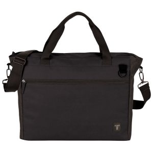 The Catalogue Tranzip Brief 15” Computer Tote has multiple compartments and pockets. Shoulder strap and carry handles.