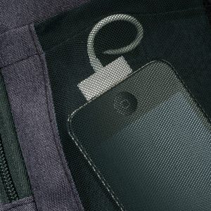 The Catalogue Zoom Stretch Compu-Backpack is a polyester backpack with multiple pockets. Padded straps. Holds 17" laptops.