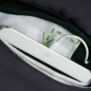 The Catalogue Zoom Stretch Compu-Backpack is a polyester backpack with multiple pockets. Padded straps. Holds 17" laptops.