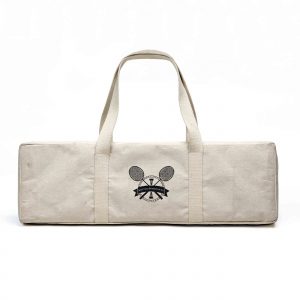 The Catalogue Backyard Badminton Set is an antique natural wood, 5-piece, badminton set. Comes with a canvas bag.
