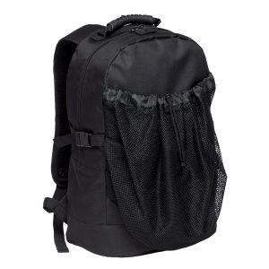 The Catalogue Basket Backpack is a polyester backpack with multiple mesh pockets. Heavy duty grab handle and rubber feet.
