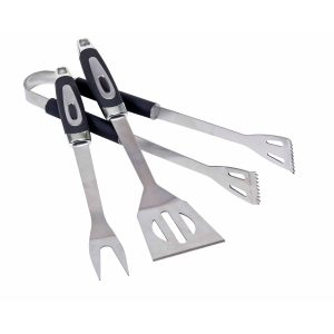 bbq-grill-tool-set-utensils-1 The Catalogue BBQ Grill Tool Set is a 3-piece, stainless steel BBQ set. Includes a polyester carry bag. Available in Black.